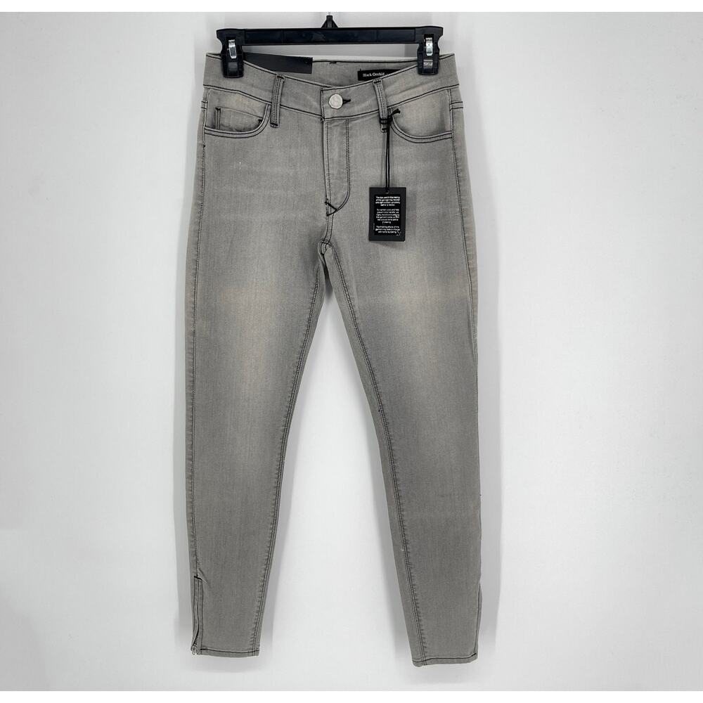 Black Orchid NEW Gray Skinny Jeans Sz 27 Soft Faded Ankle Zipper Stretch